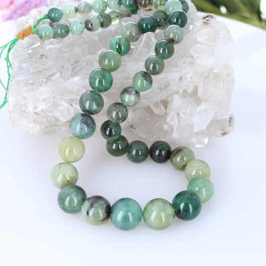 Genuine Emerald Beads Graduated Rounds Shaped 8 to 16mm 20"