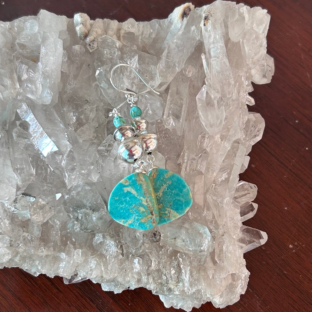 AAA Elisa Turquoise and Navajo Benchmade Pearls Earrings Sterling Silver