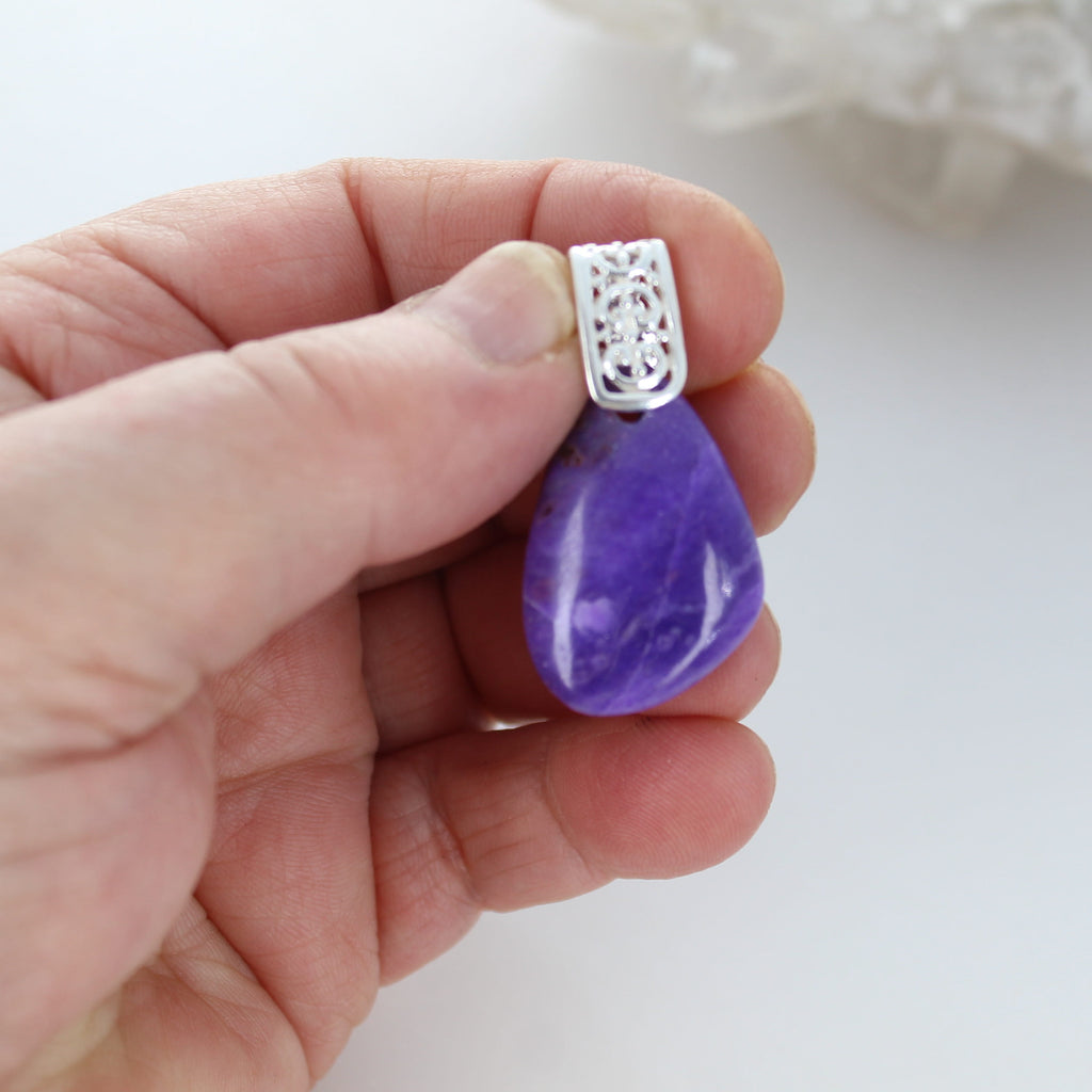 5 Star Regal SUGILITE Pendant Sterling Silver Chain and Bail #3