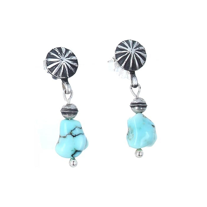 Lone Mountain TURQUOISE EARRINGS Sterling Free Form Drops Southwest