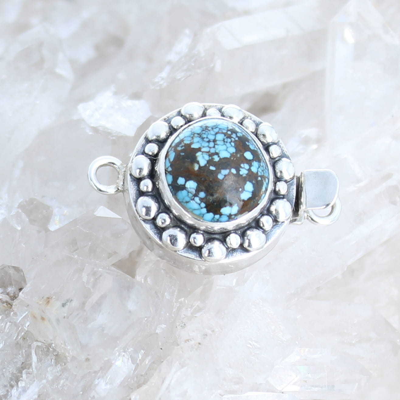 BLUE MOON TURQUOISE Clasp Blue Black Moon Design Sterling 13.5mm