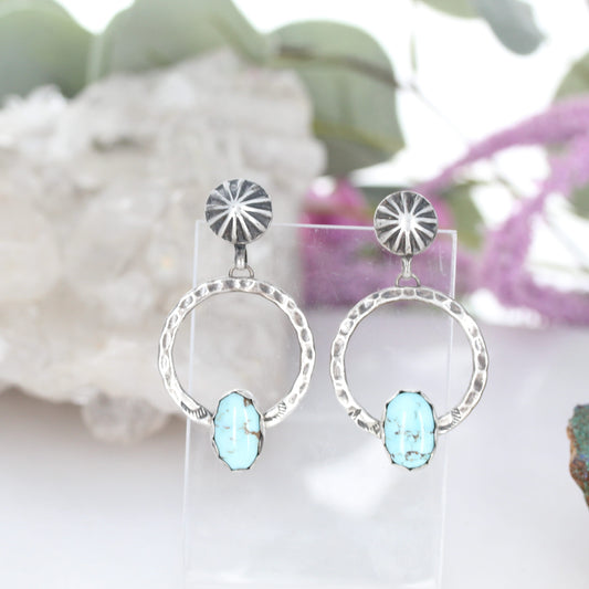 DRY CREEK TURQUOISE Earrings Southwest Rare American Turquoise Hoops