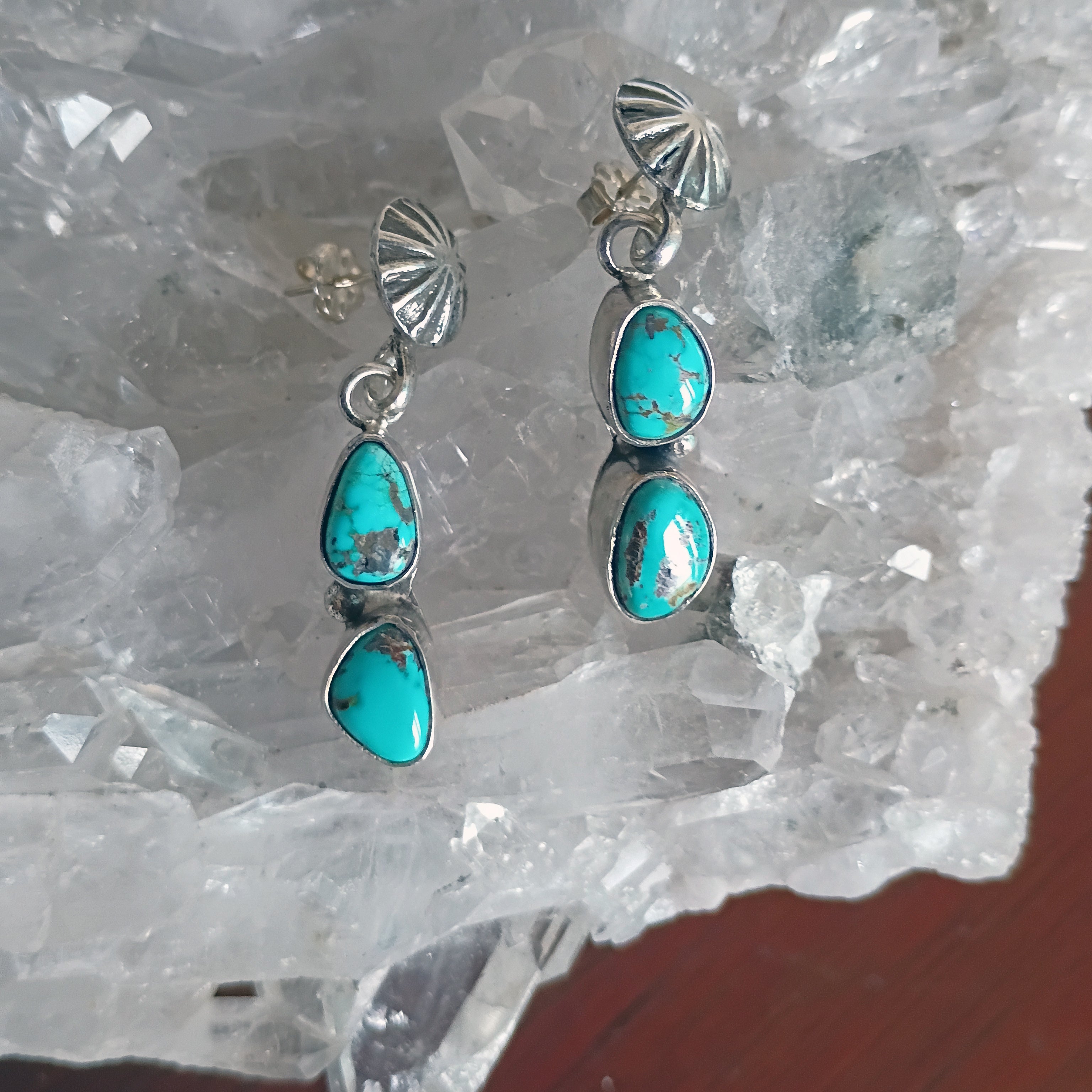 Sierra Bella Turquoise 2 Stone Earrings Boho Southwest