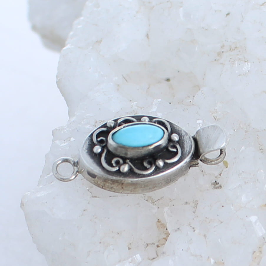 WHITE WATER Turquoise {Mexican} Clasp Sterling Spirals -NewWorldGems