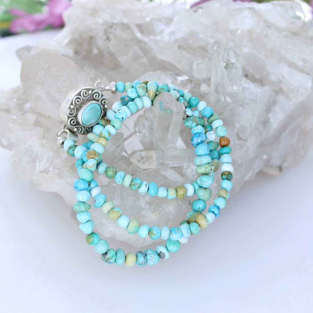 Multi Color Lone Mountain Turquoise Beads Necklace Sterling 4-6mm 19"