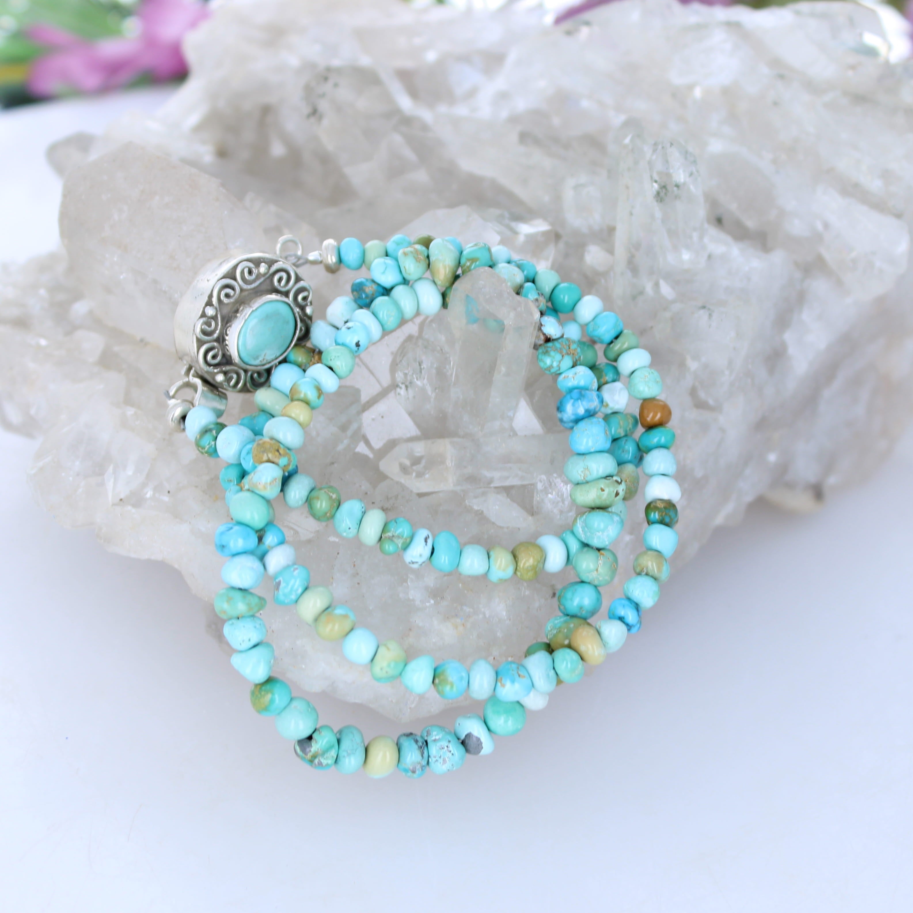 Multi Color Lone Mountain Turquoise Beads Necklace Sterling 4-6mm 19"