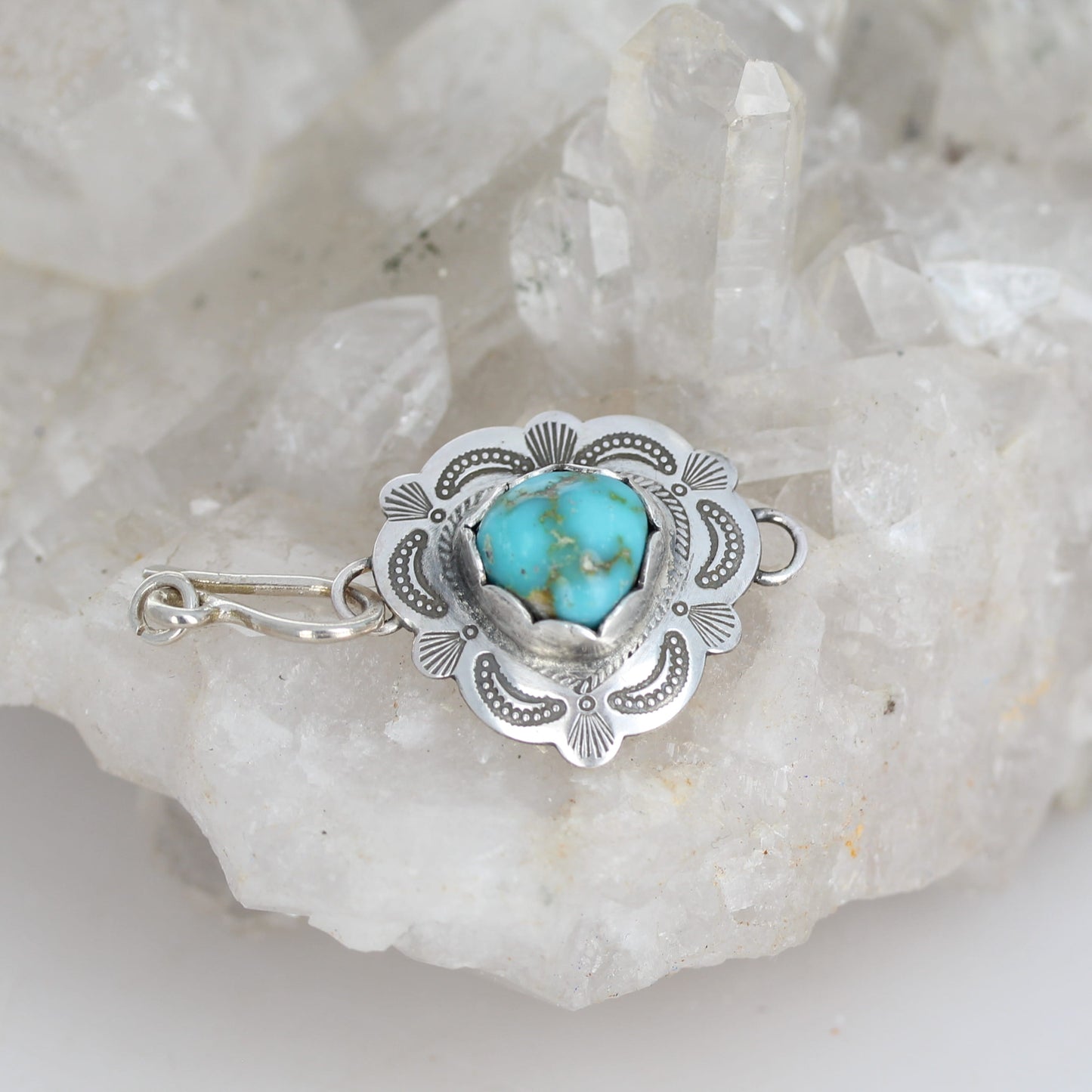 Sonoran Gold turquoise Clasp Sterling Heart Shaped Southwest Hook Style