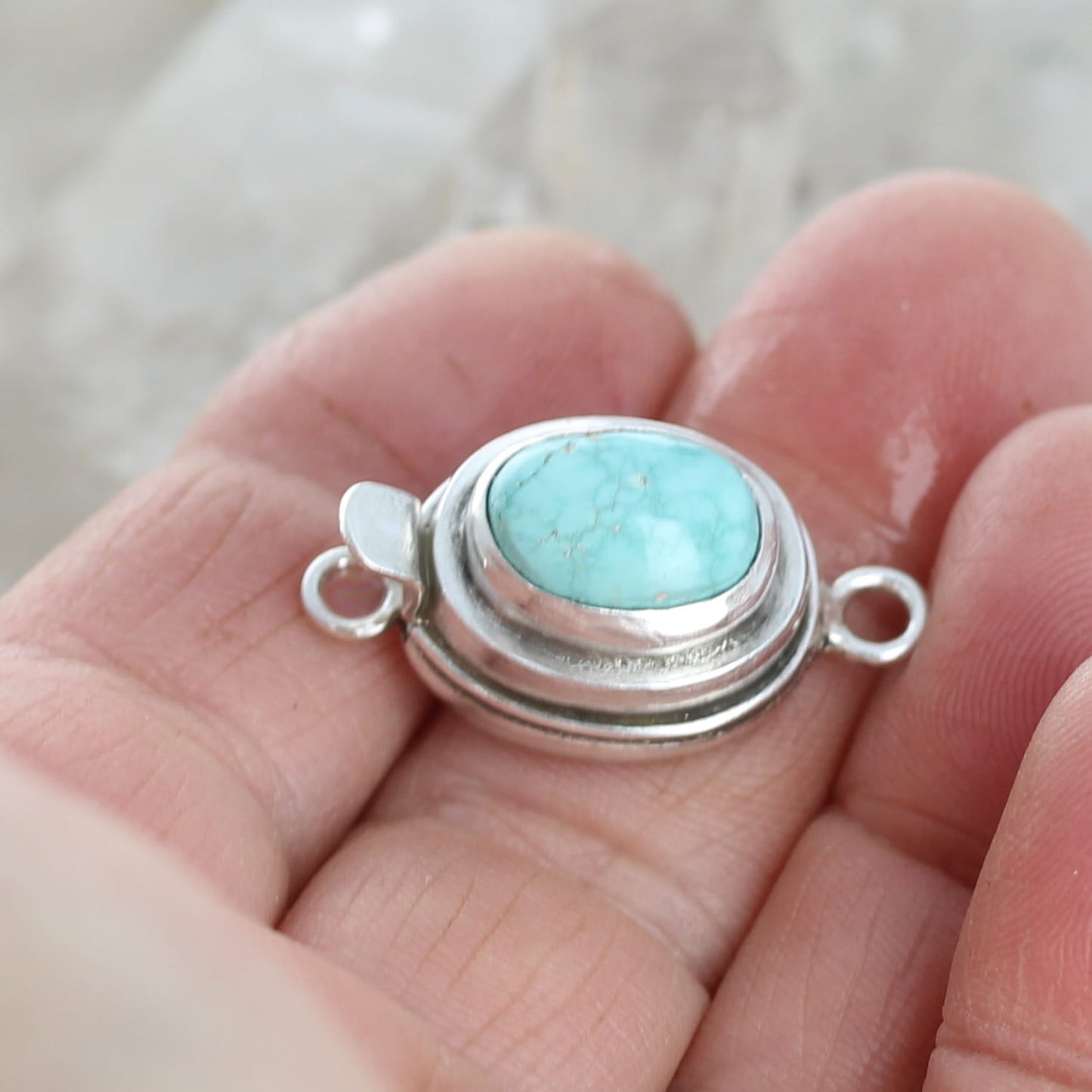 AAA Blue Carico Lake Turquoise Sterling Clasp Classic 10x14mm