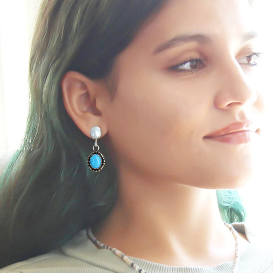 BRILLIANT BLUEBIRD Mine Turquoise Earrings Sterling