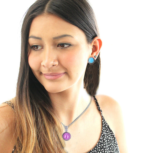 Elegant Pink Genuine Ruby Pendant Necklace Sterling Round