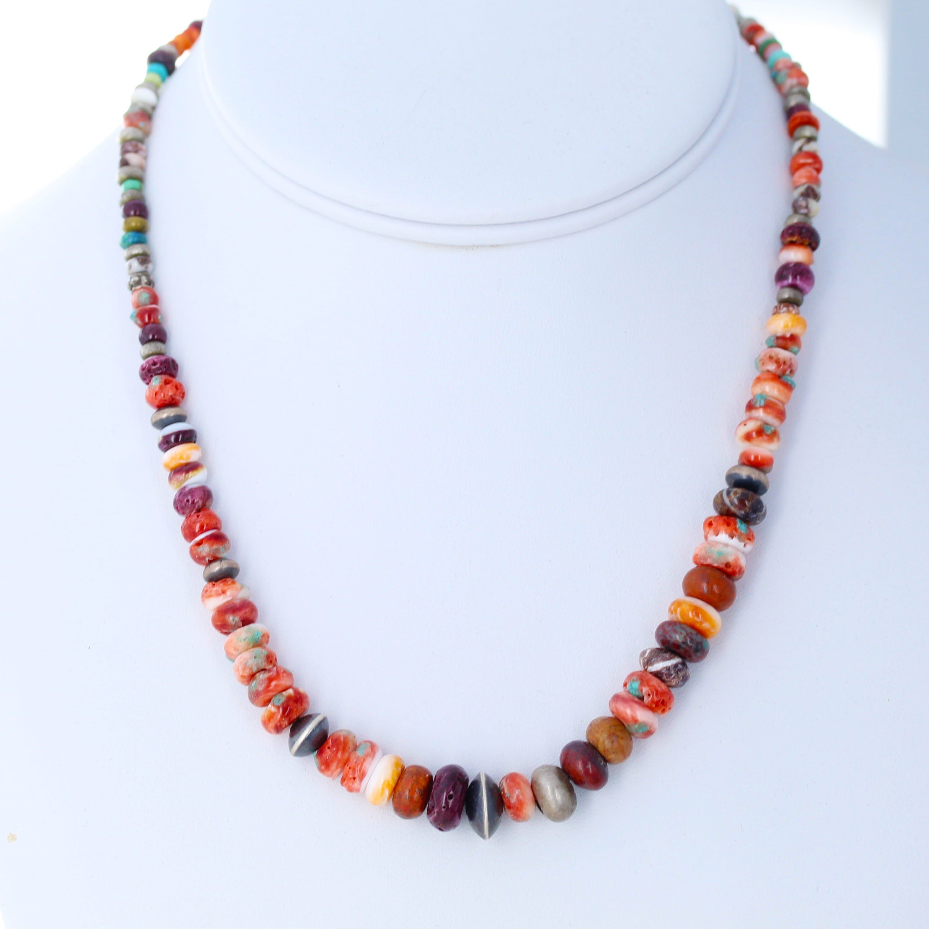 Spiny Oyster Necklace Rondelles Fiesta Colors Mixed 17"