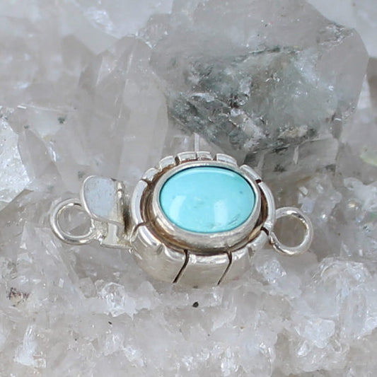 AAA Sleeping Beauty Turquoise Clasp Sterling Southwest 6x8mm Light