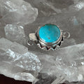 AAA KINGMAN TURQUOISE 14mm Round Sterling Granulated Clasp #1