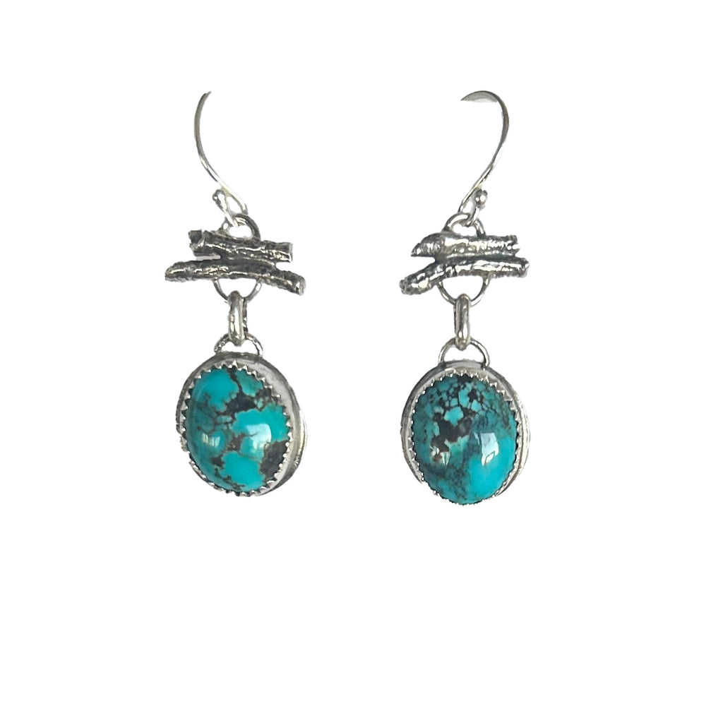 AAA Blue Moon Turquoise Earrings Sterling Southwestern Style