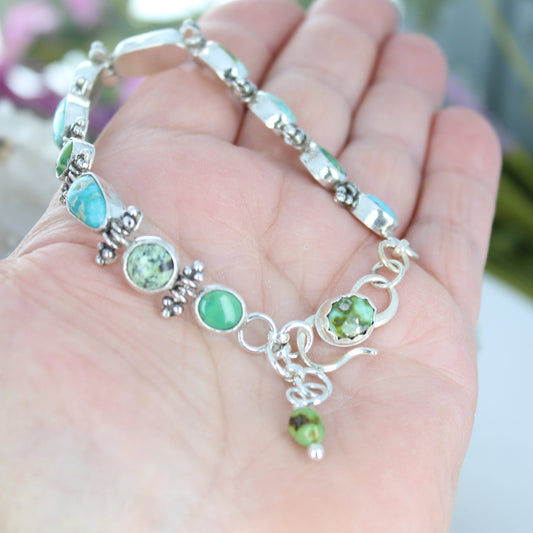Elegant Mixed Turquoise Bracelet Sterling Silver Royston Sonoran Southwest