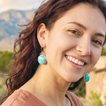 AAA Blue Sonoran Turquoise Eye Earrings Sterling Southwestern Boho Style