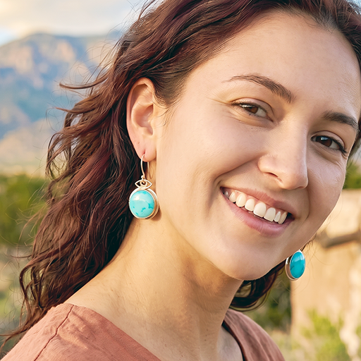 AAA Blue Sonoran Turquoise Eye Earrings Sterling Southwestern Boho Style