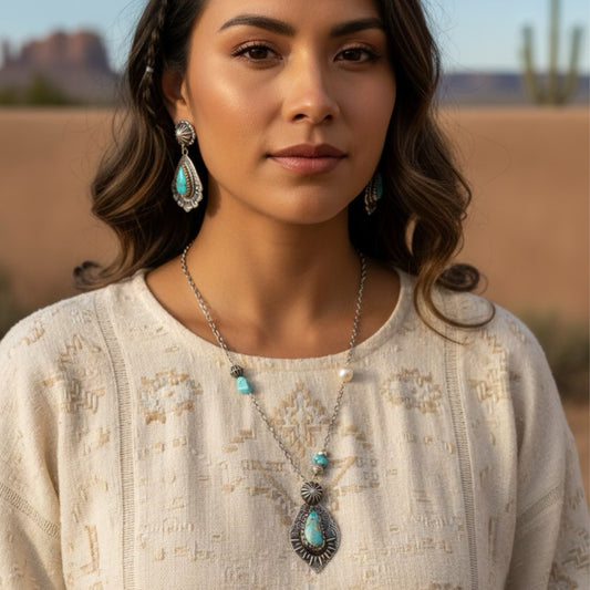 Gem Grade Lone Mountain Turquoise Pendant Necklace Sterling Silver