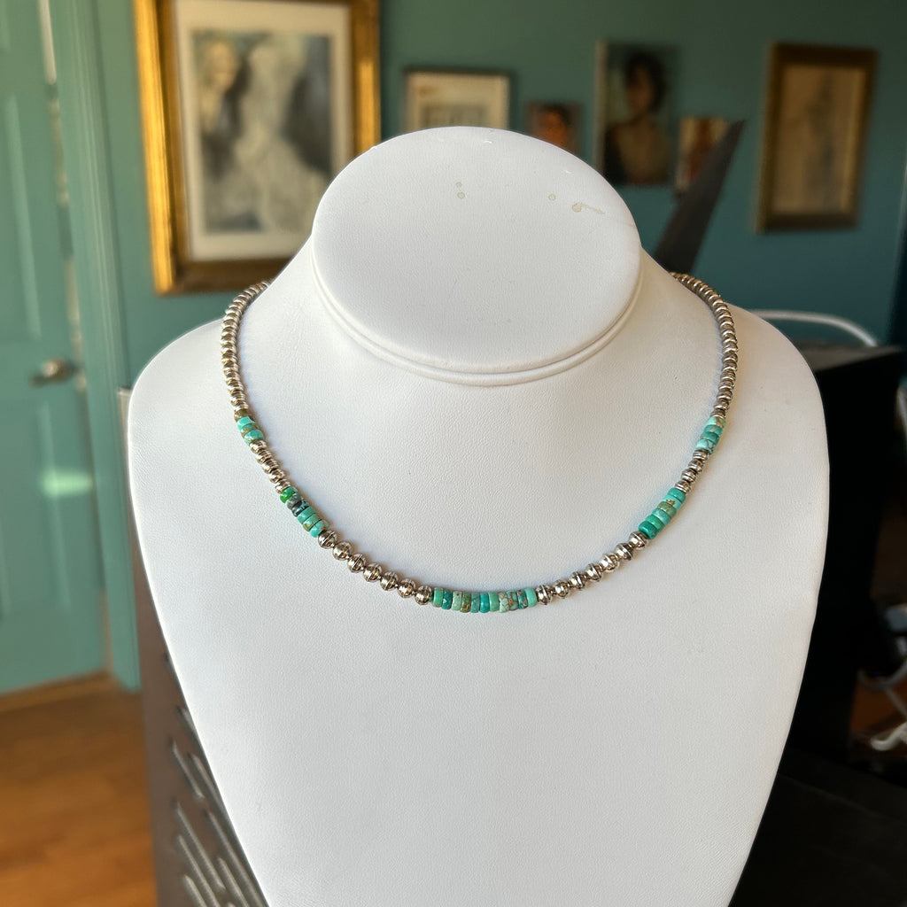 Carico Lake Turquoise Sterling Silver Navajo Pearl Necklace Southwest