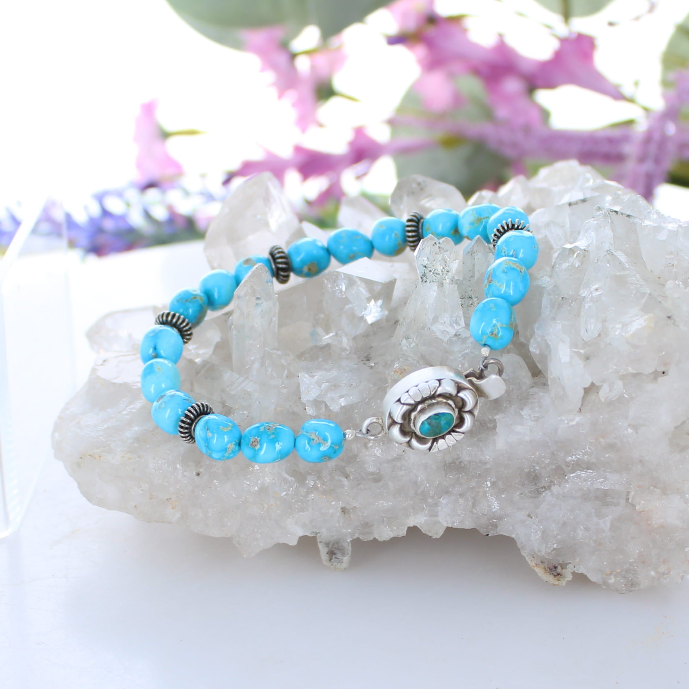 Gorgeous Blue Ridge Nevada Turquoise Bracelet Sterling Silver Southwestern