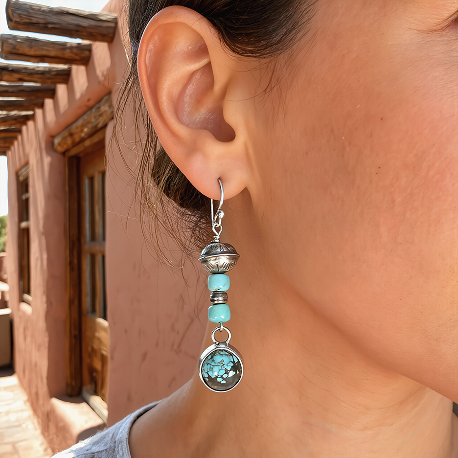 Blue Moon Turquoise Moon Earrings Drops Southwest