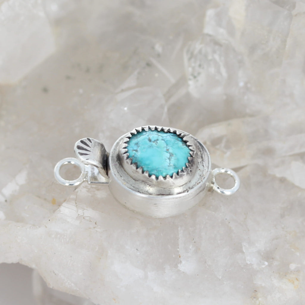 Vintage Morenci Turquoise Clasp Sterling Silver Southwest Turquoise