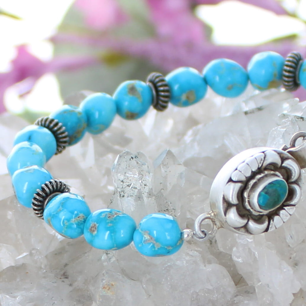 Gorgeous Blue Ridge Nevada Turquoise Bracelet Sterling Silver Southwestern