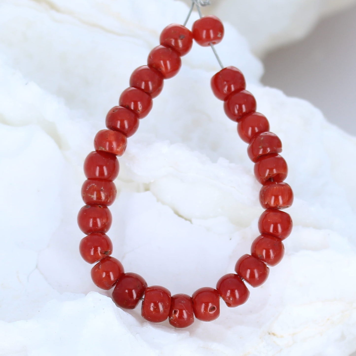 AAA Deep Red Italian Coral Beads Pueblo Shaped 5.5mm 4" -NewWorldGems