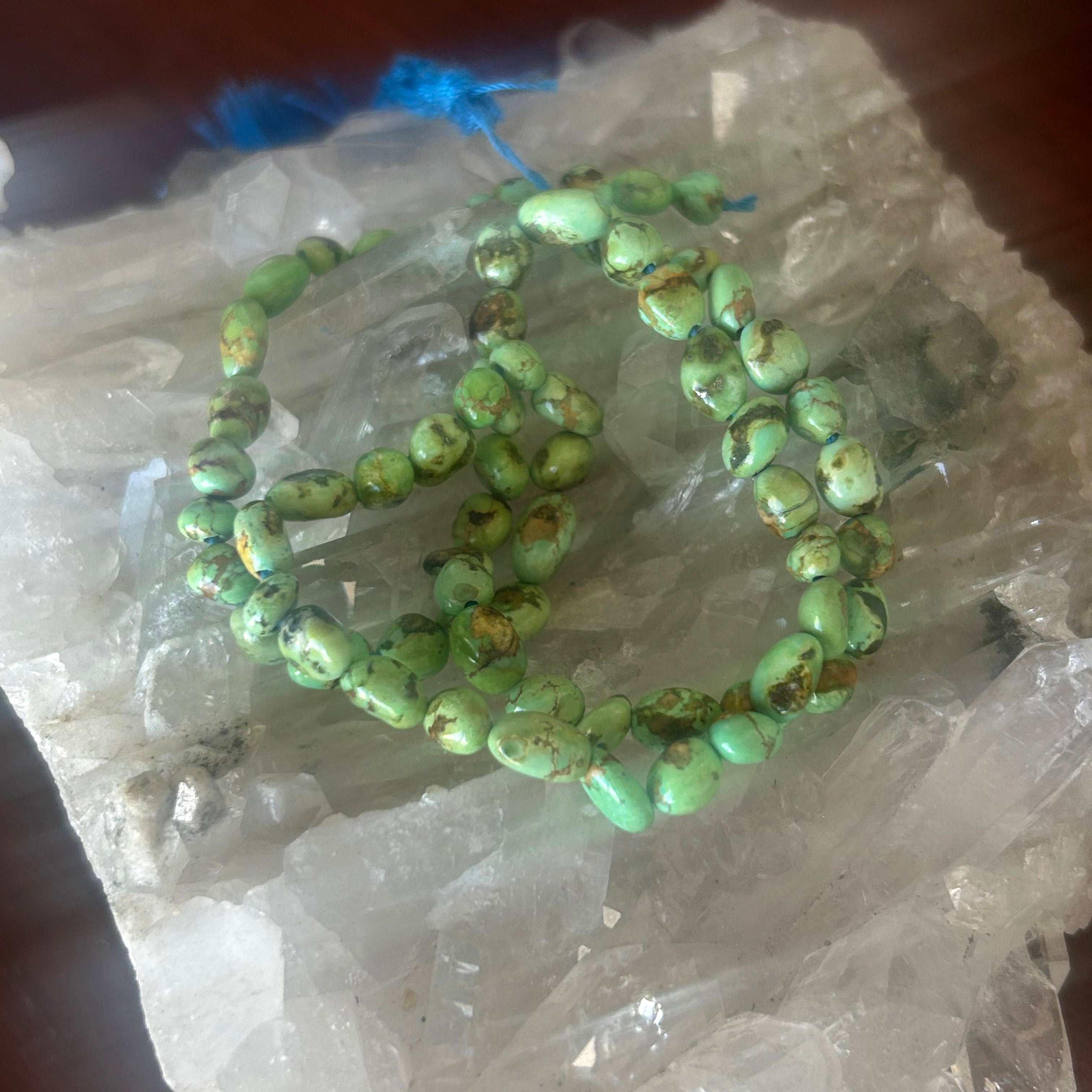 AAA Sonoran Gold Turquoise Beads Bright Lime Green Semi Round 5.5-7mm 16"