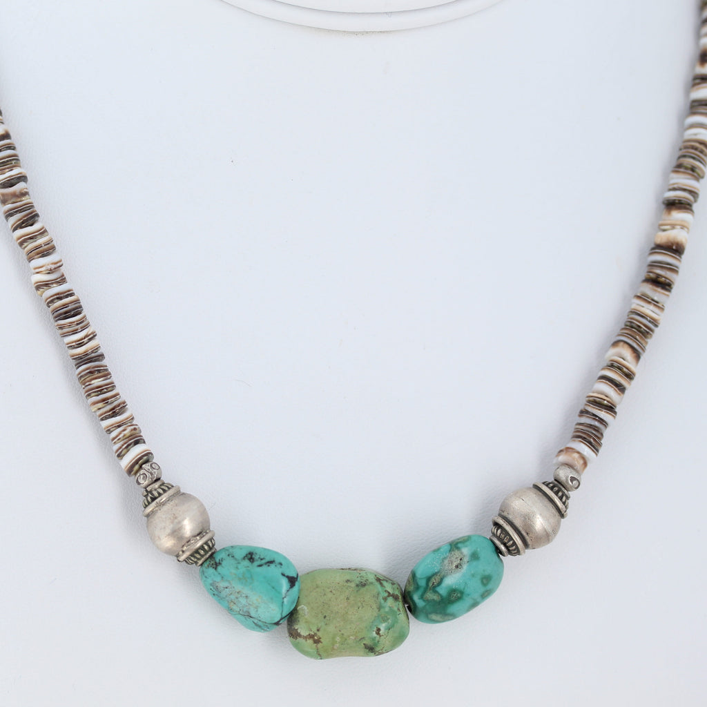 Antique TIBETAN TURQUOISE and CORAL Necklace 19"