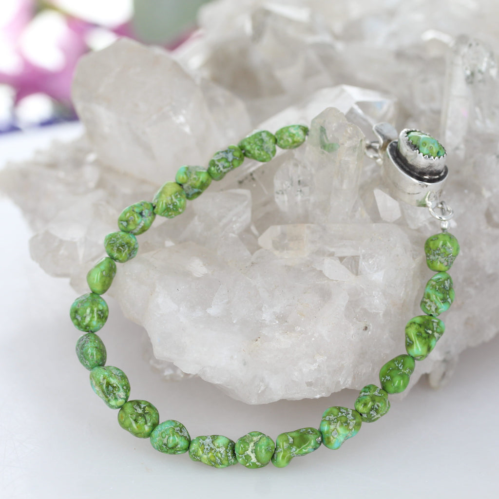 Lime Green Sonoran Gold Turquoise Bracelet Sterling Silver