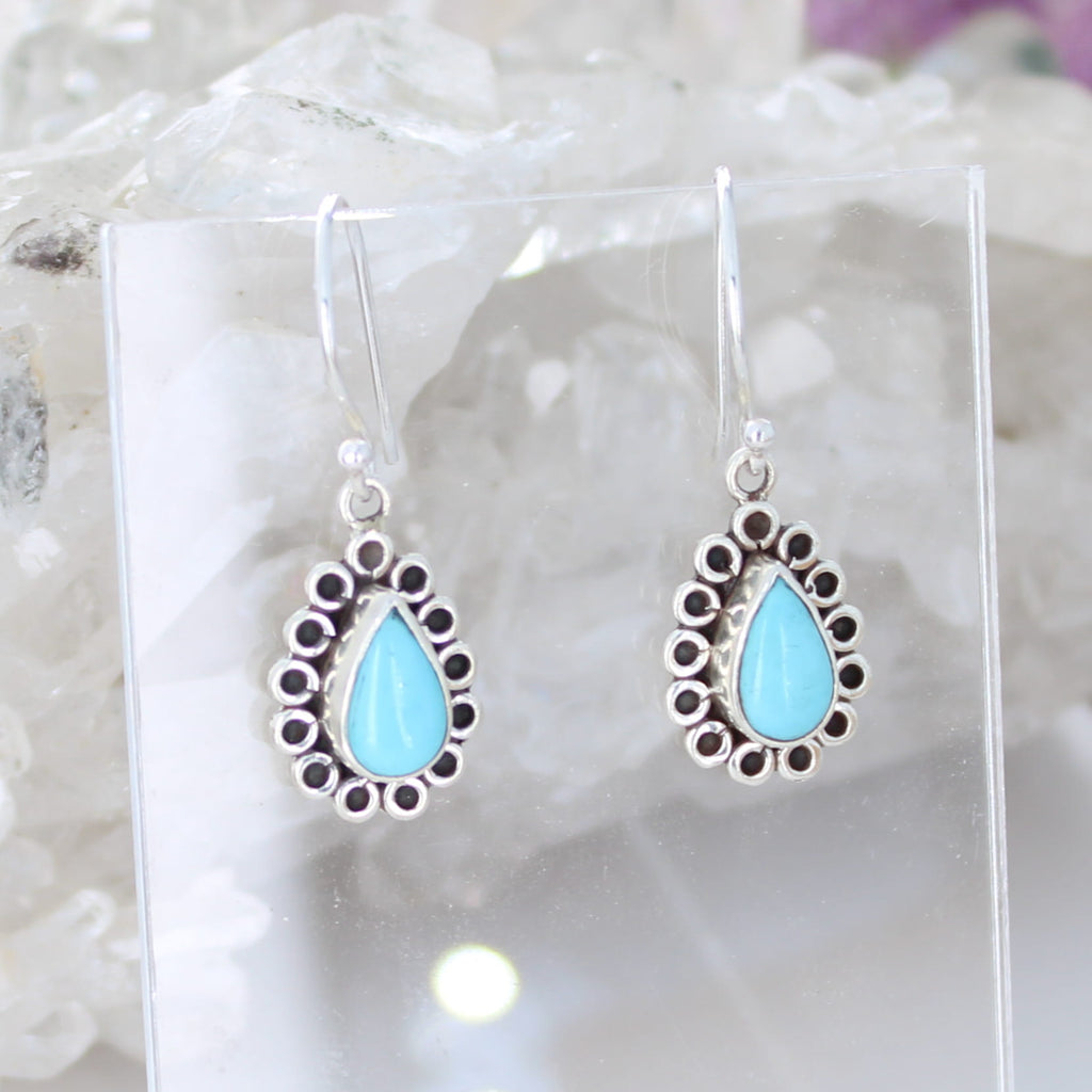 SLEEPING BEAUTY TURQUOISE Earrings Teardrops Sterling NewWorldGems