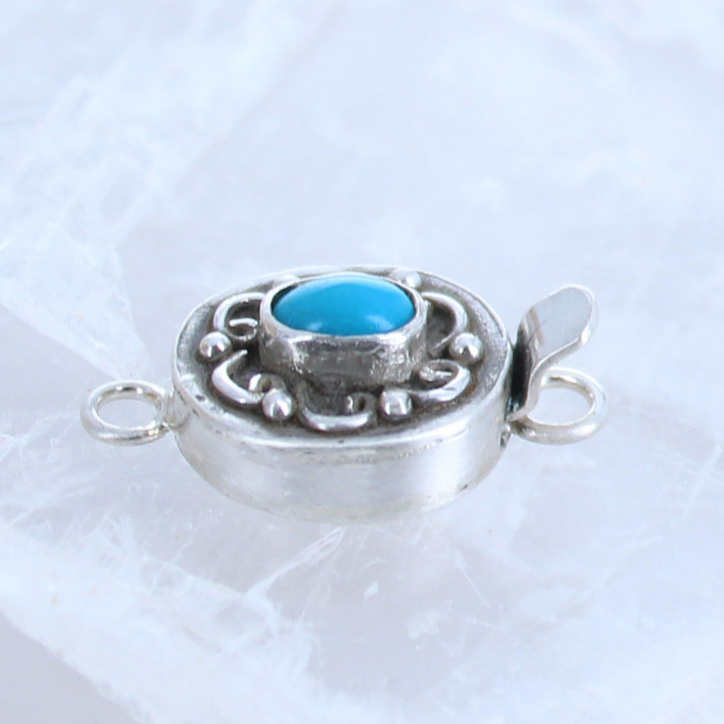 Sleeping Beauty Turquoise Clasp Sky Blue Wire Design Oval -NewWorldGems