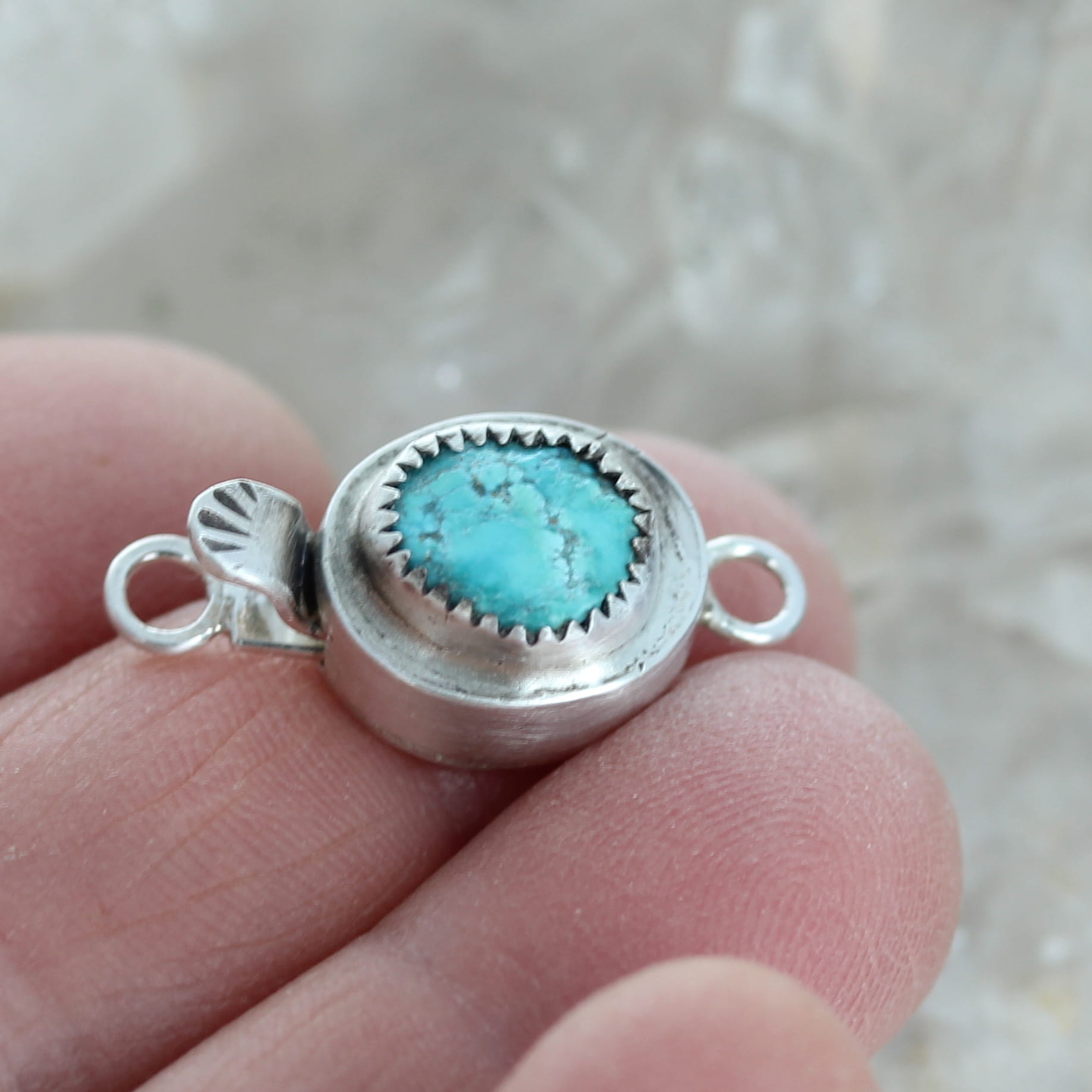 Vintage Morenci Turquoise Clasp Sterling Silver Southwest Turquoise