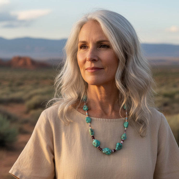 Carico Lake Turquoise Necklace Fiesta Colors Sterling Silver Southwest 20"