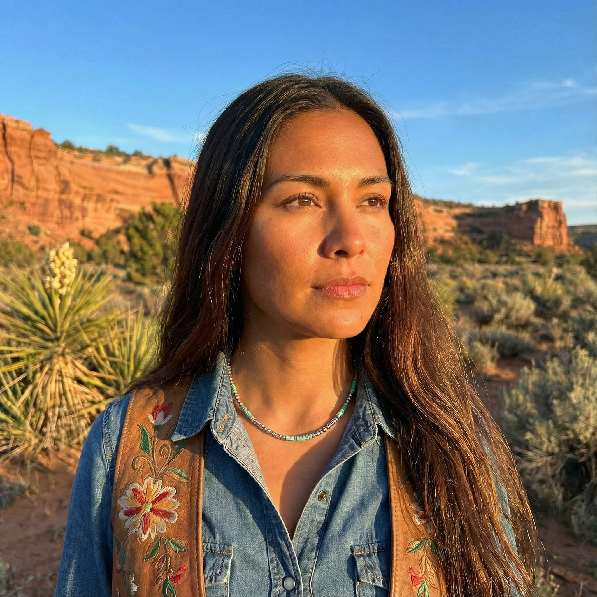 Carico Lake Turquoise Sterling Silver Navajo Pearl Necklace Southwest