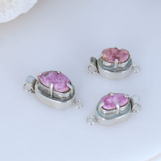 Cobalto Calcite Clasps Pink Drusy Crystal Sterling SET of 3 -NewWorldGems