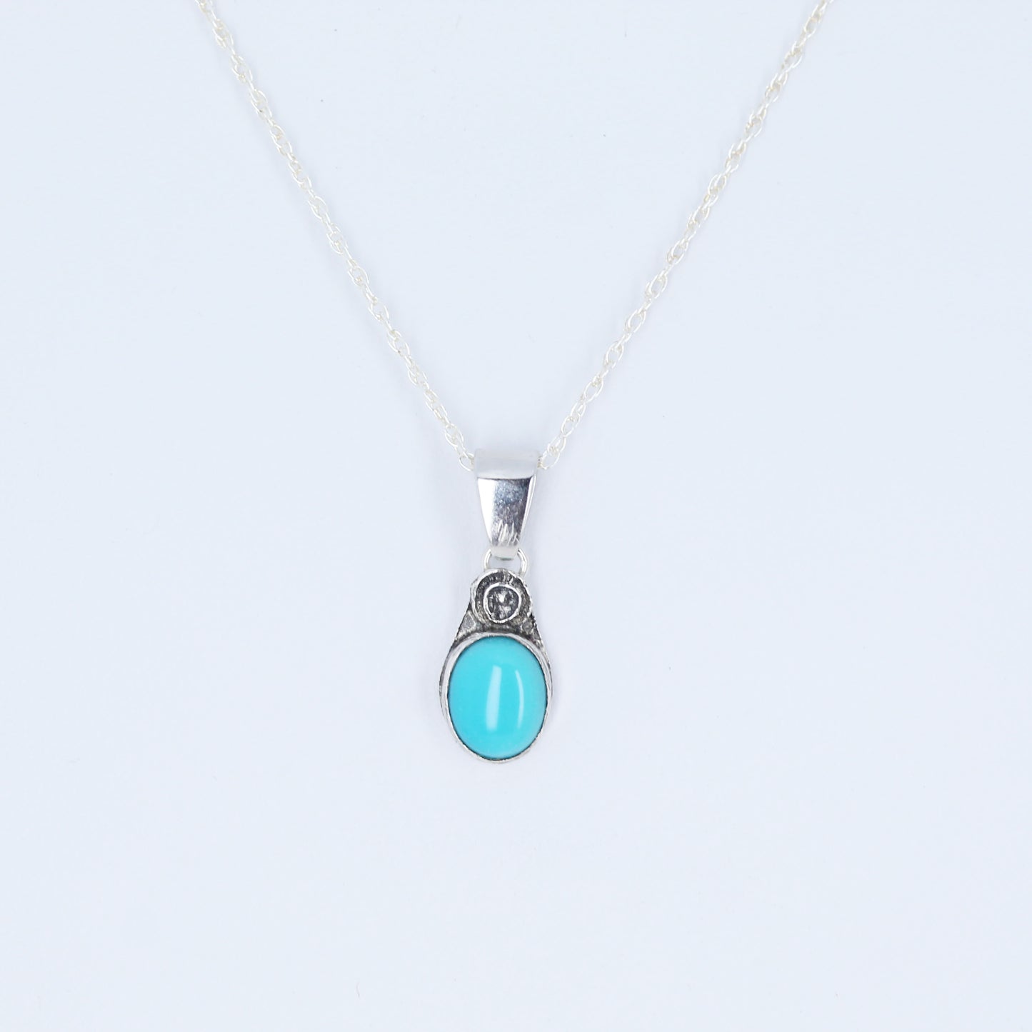 Gem Grade Lone Mountain Turquoise Pendant Sterling Silver