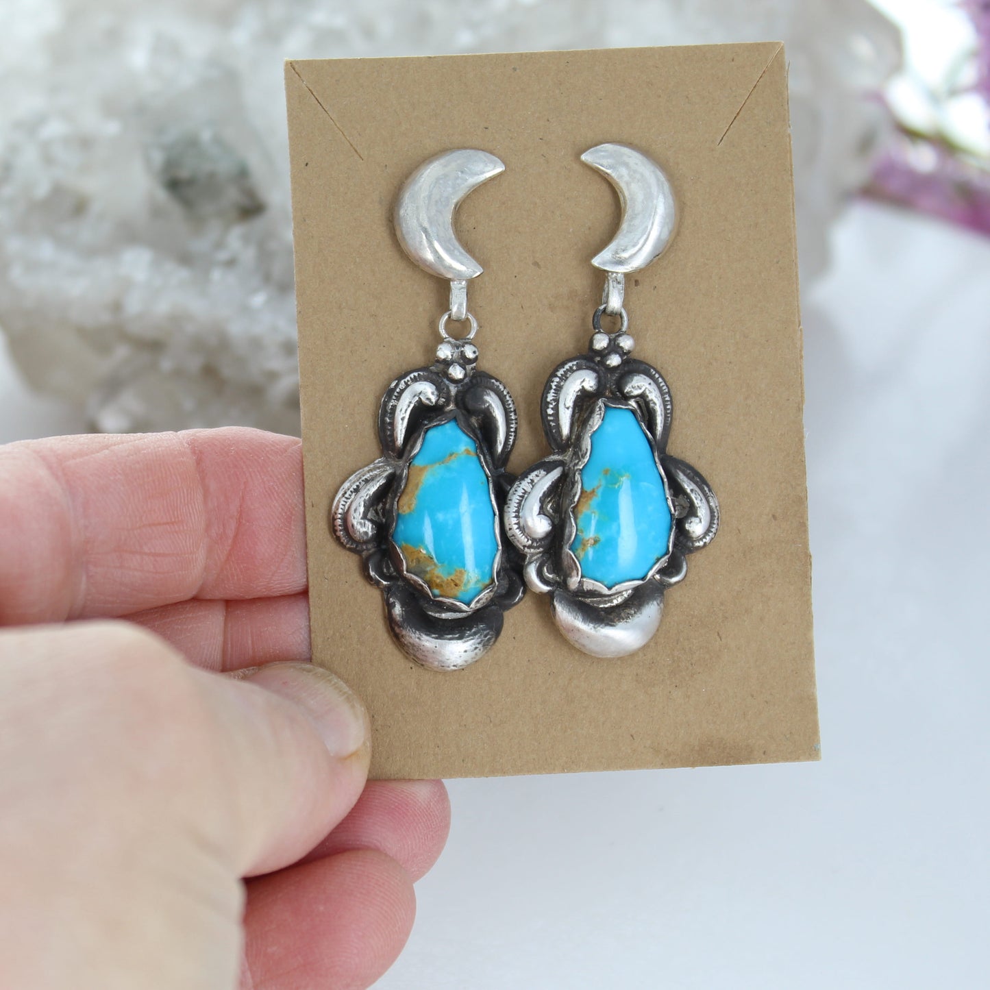 Many Moons Sonoran Blue Turquoise Earrings Sterling Silver #2