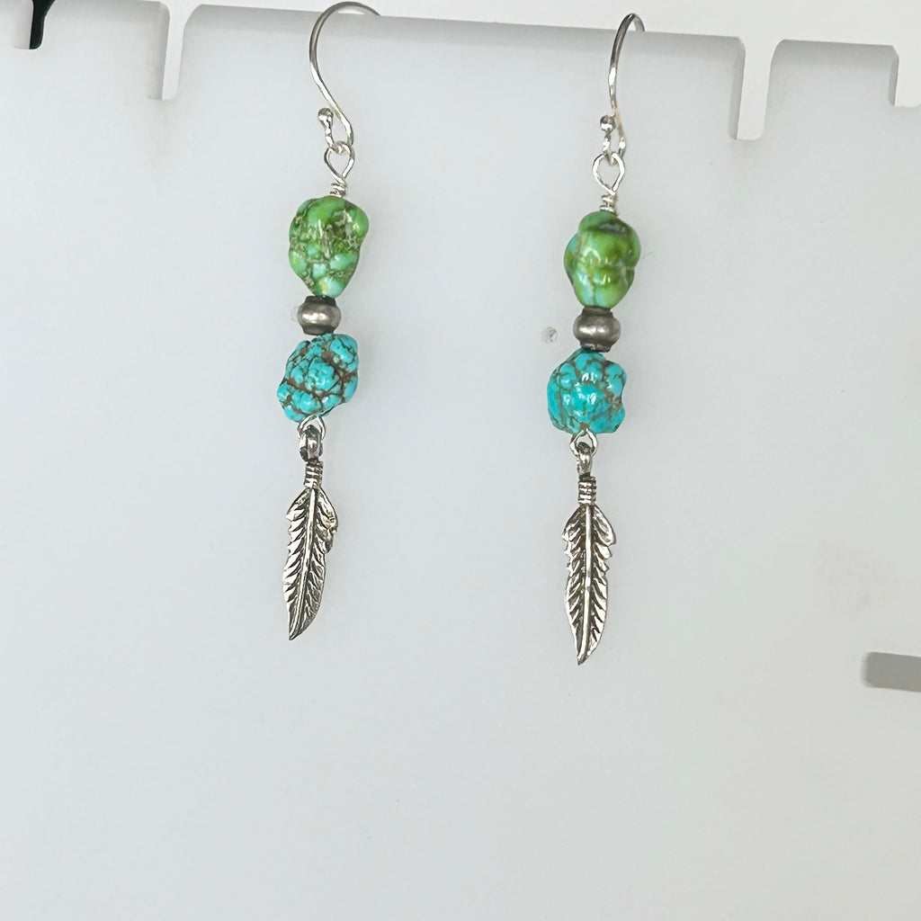 AAA Sonoran Gold Kingman Blue Turquoise Earrings Southwest Sterling