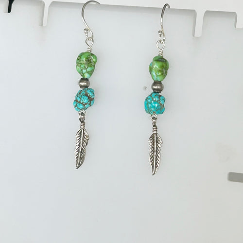 AAA Sonoran Gold Kingman Blue Turquoise Earrings Southwest Sterling