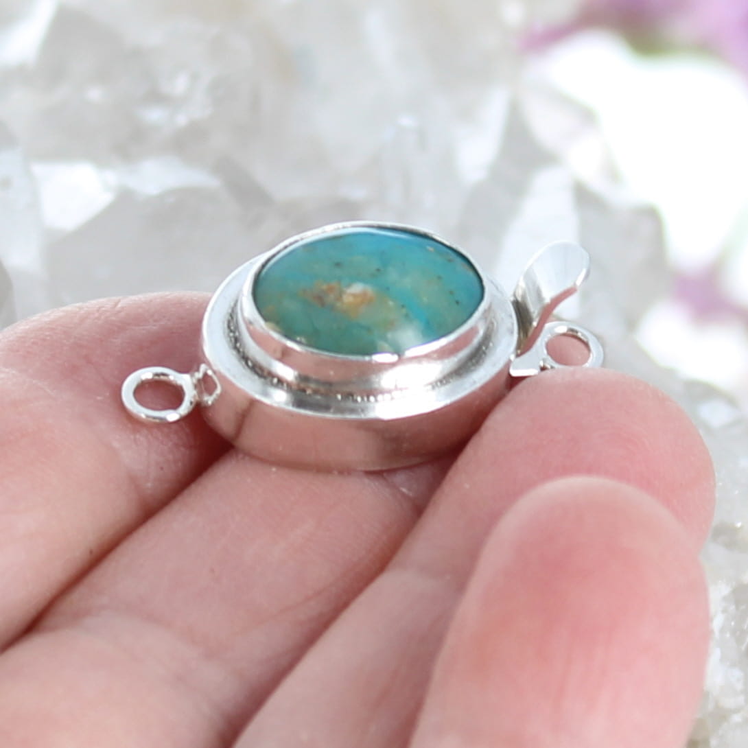 Peruvian Opal Clasp Sterling Classic Design Oval Shape 14.5x12mm