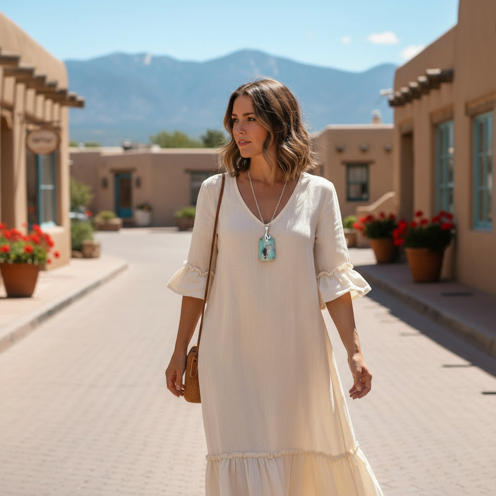 Ethereal Blue PERUVIAN OPAL Necklace Pendant Sterling Bail