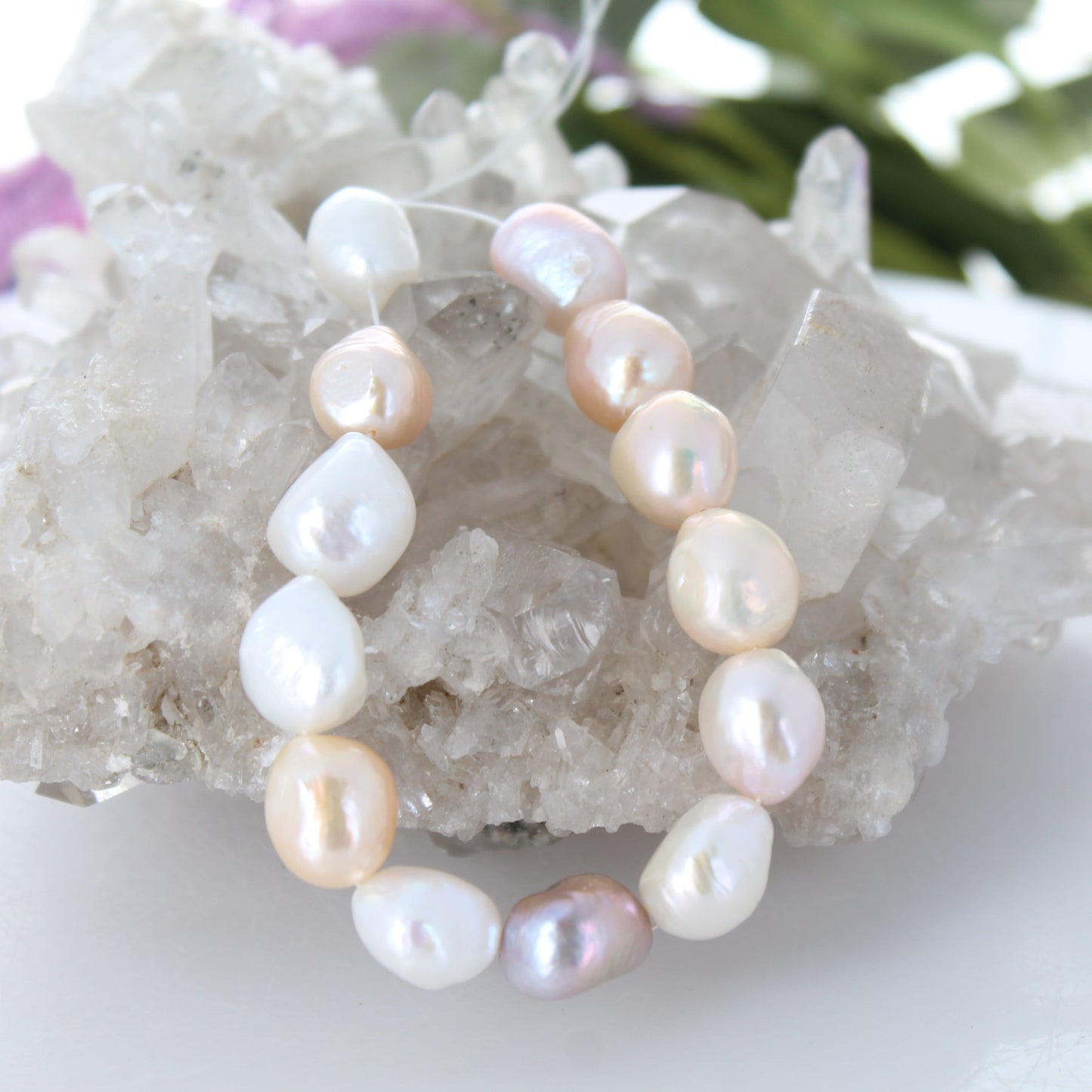 Large Multi Color Pearls 13x11mm Set of 13