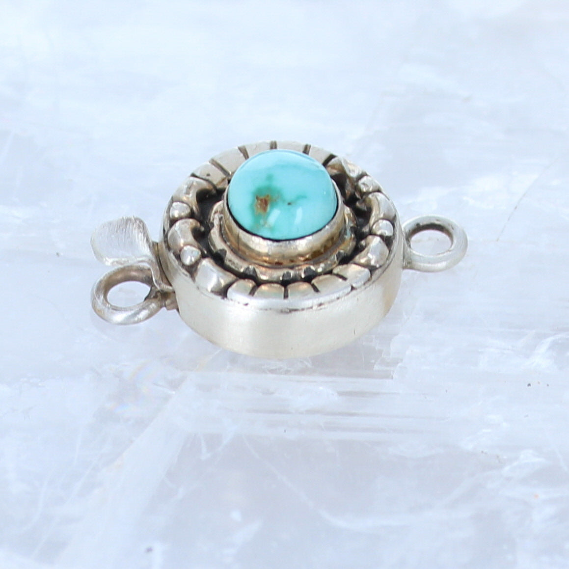 Dry Creek Turquoise Clasp Sterling Moon Lotus Petal Design 7mm
