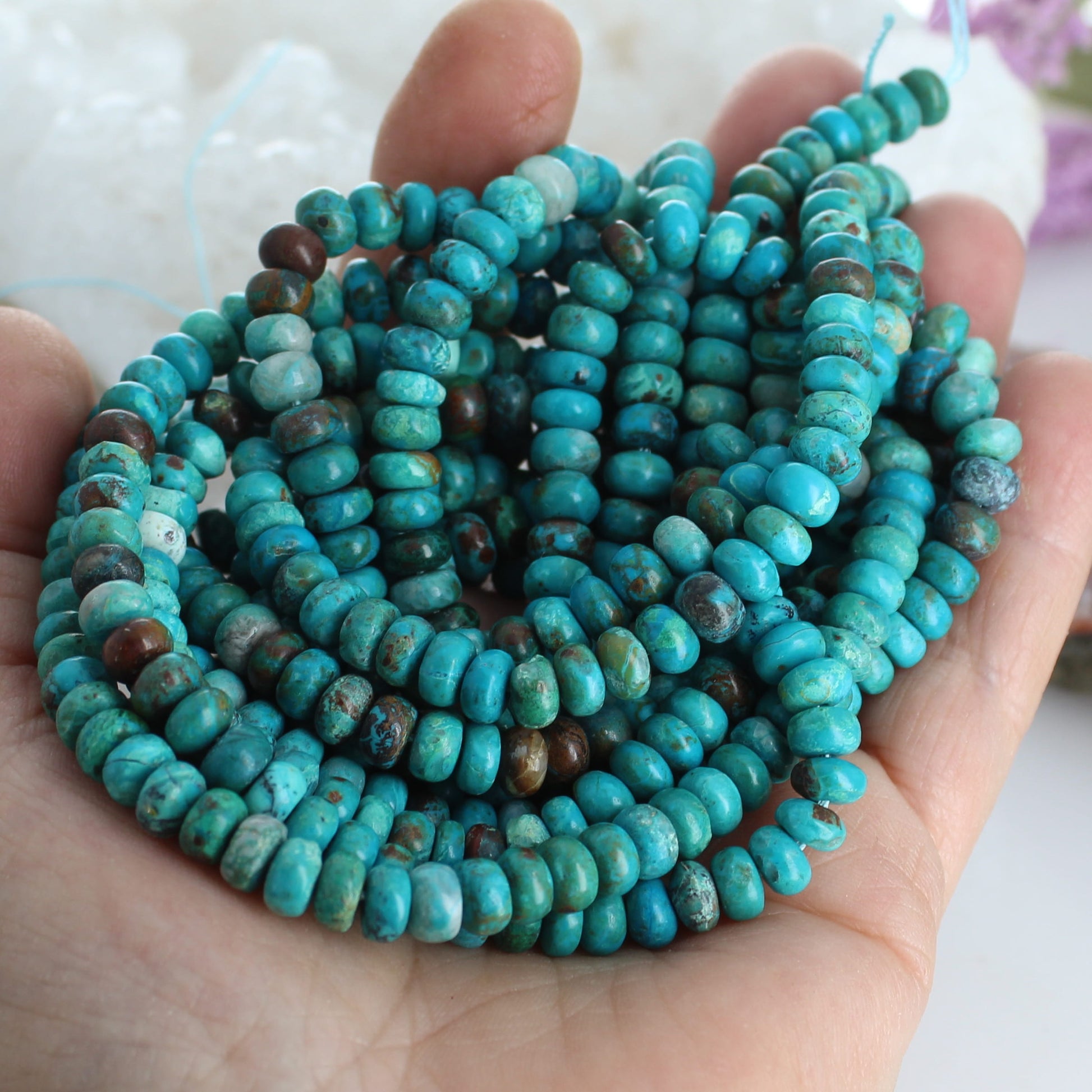 Chrysocolla Gem Silica Beads Rondelles 6.5mm -NewWorldGems