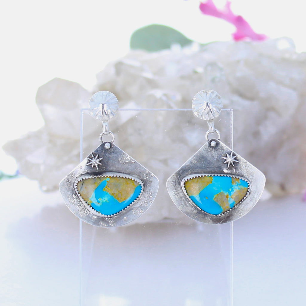 ROYSTON Turquoise Earrings Sterling Blue Golden
