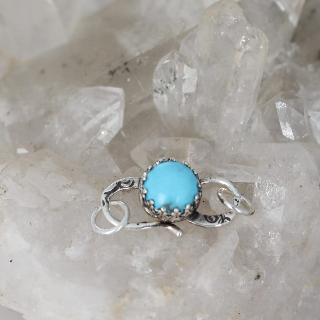 AAA Egyptian Turquoise Sterling S Shaped Clasp Sterling Silver Southwestern