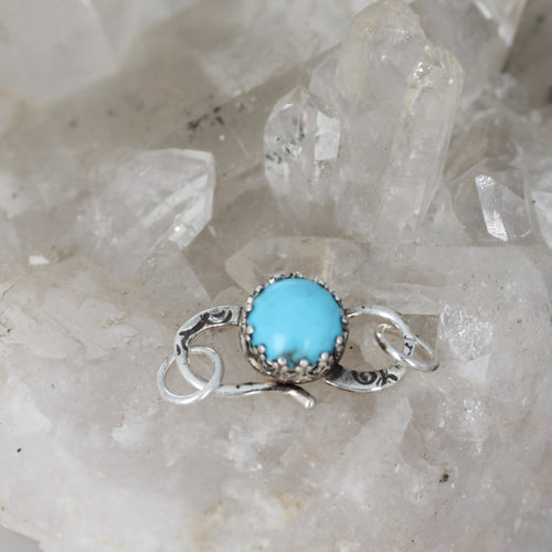 AAA Egyptian Turquoise Sterling S Shaped Clasp Sterling Silver Southwestern