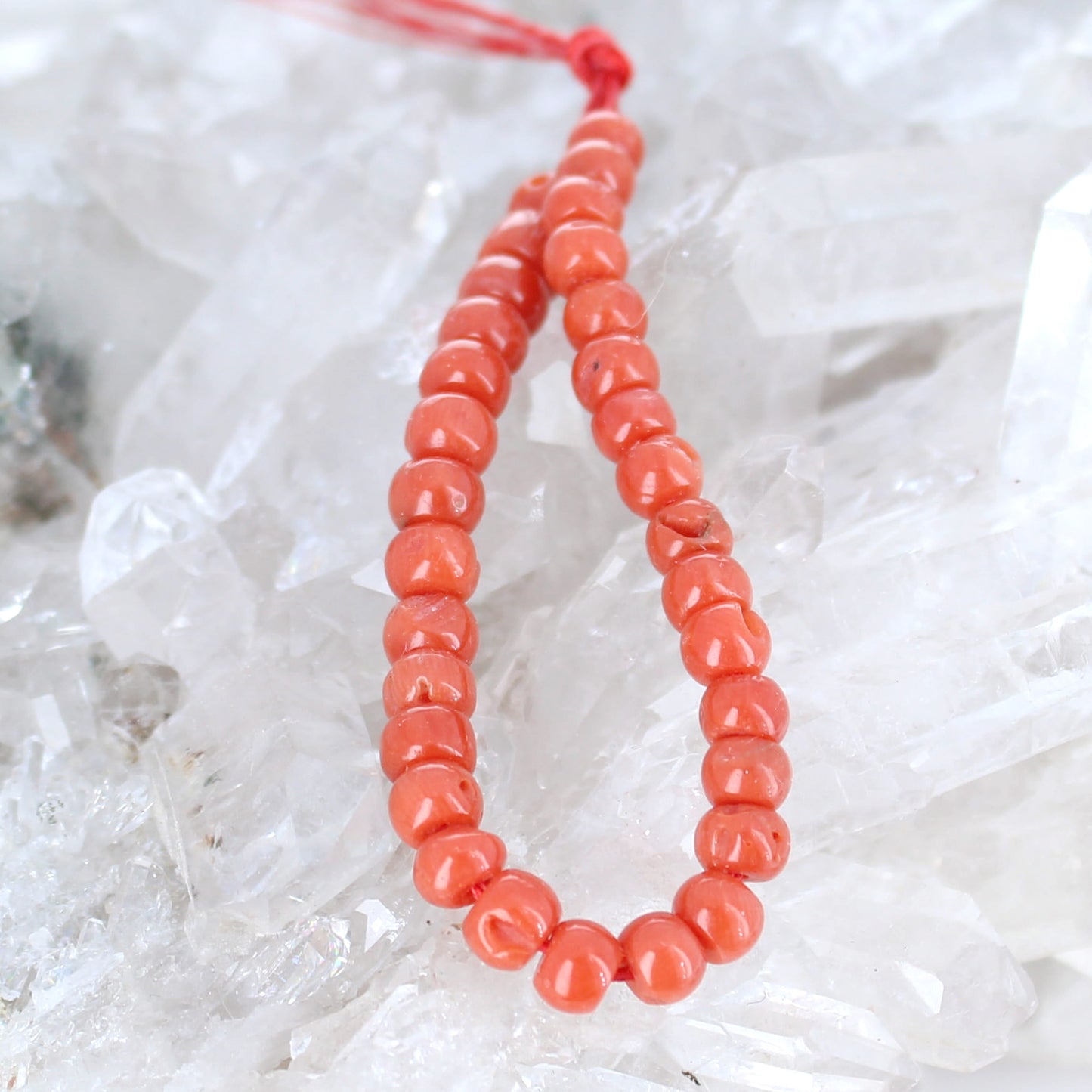 Bright Tomato Red Italian Coral Beads Pueblo Shaped 5.5mm 3.75"